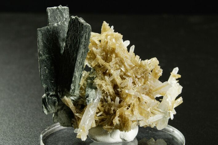 Clinozoisite and Hedenbergite? on Quartz - Peru (New Find) #375588